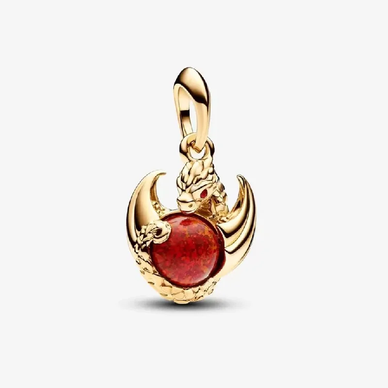 PANDORA : Game of Thrones Dragon Fire Dangle Charm in 14k Gold-plated unique metal blend