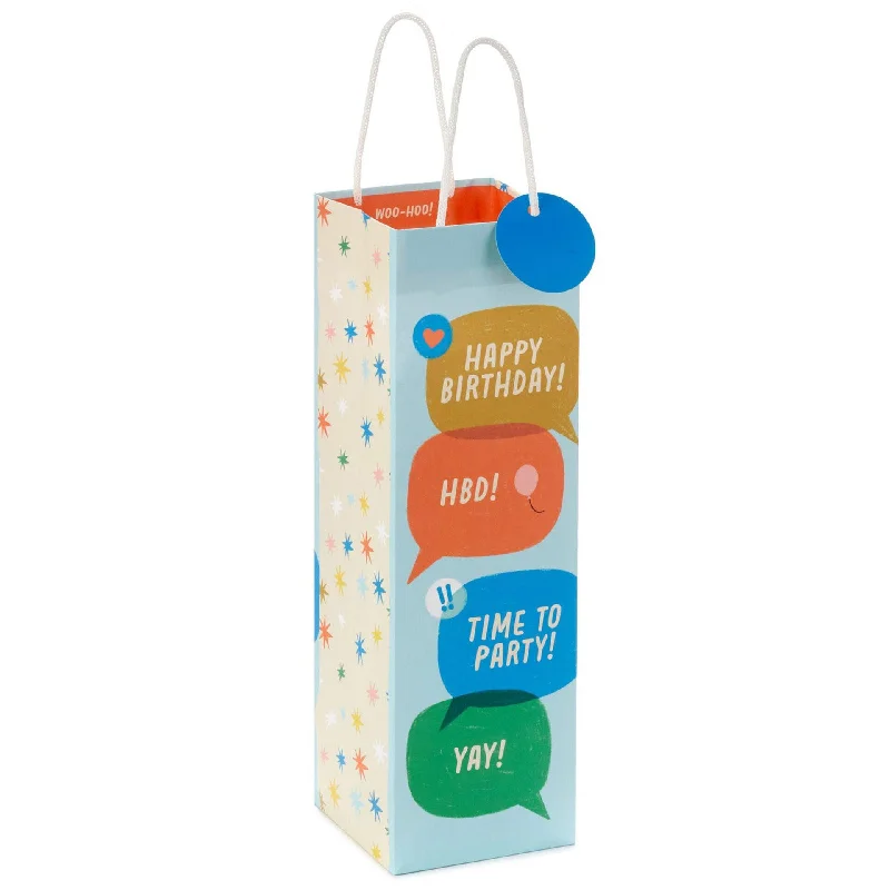 Hallmark : 13" Happy Birthday Word Bubbles Wine Gift Bag