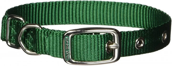 Hamilton - Standard Single Nylon Deluxe Dog Collar 5/8 (Dark Green)