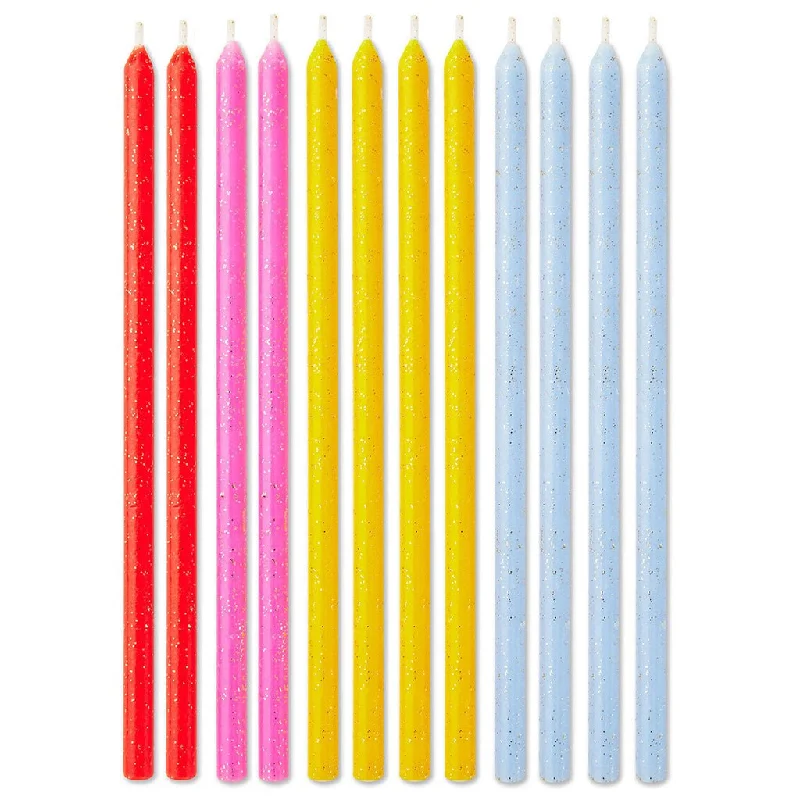 Hallmark : Assorted Color With Glitter Tall Birthday Candles, Set of 12