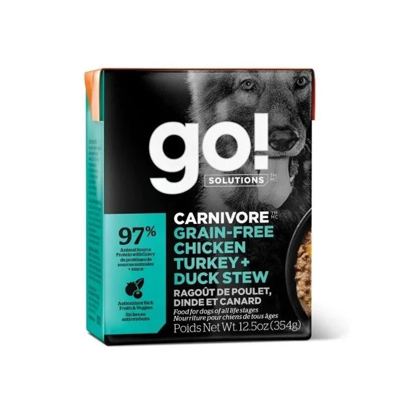 PETCUREAN GO! Carnivore: Grain-Free Chicken, Turkey + Duck Stew for Dogs (12x12.5oz)