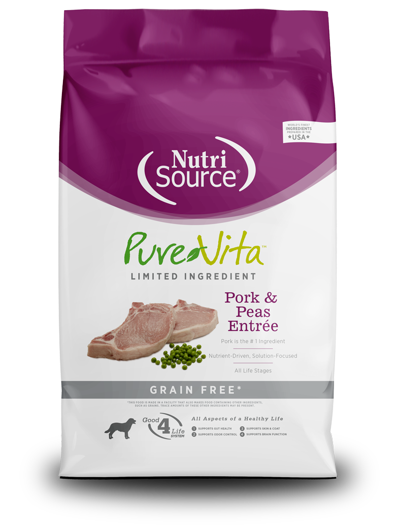 NutriSource PureVita: Limited Ingredient Grain-free | Pork and Peas Entrée Dry Dog Food