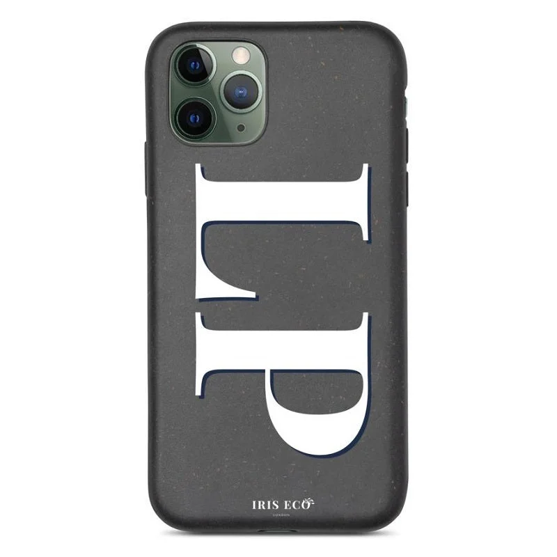 Iris Eco Biodegradable iPhone Case with Personalised Initials in Black & White