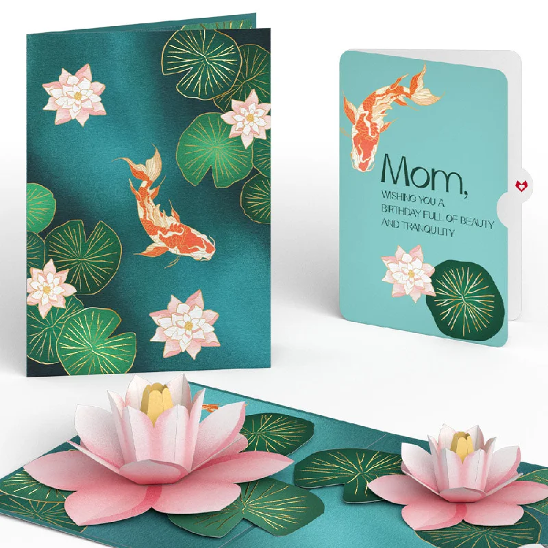 Koi Fish and Lotus Birthday Pop-Up Card and Sentiment Set for Mom