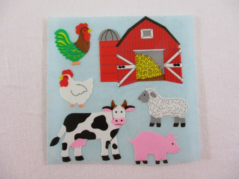 Sandylion Barn Animals Sticker Sheet / Module - Vintage & Collectible - Rare Blue Backing