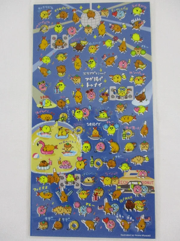 Cute Kawaii Mind Wave Fun Tempura Donut Fried Food Sticker Sheet - for Journal Planner Craft