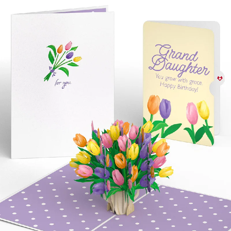 Tulips Birthday Pop-Up Card and Sentiment Set for Granddaughter