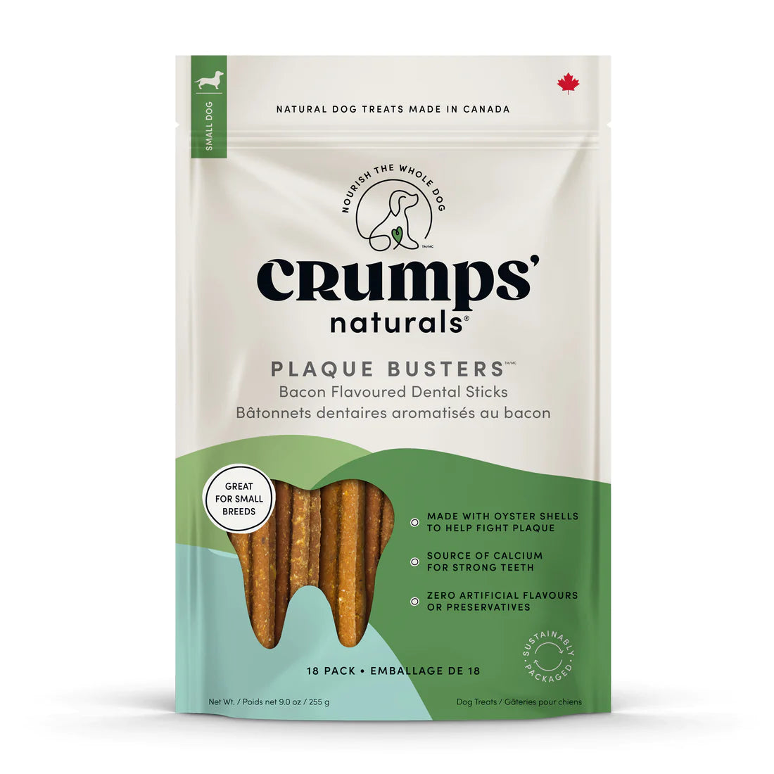 Crumps' Naturals Plaque Busters Bacon Dental Sticks for Dogs