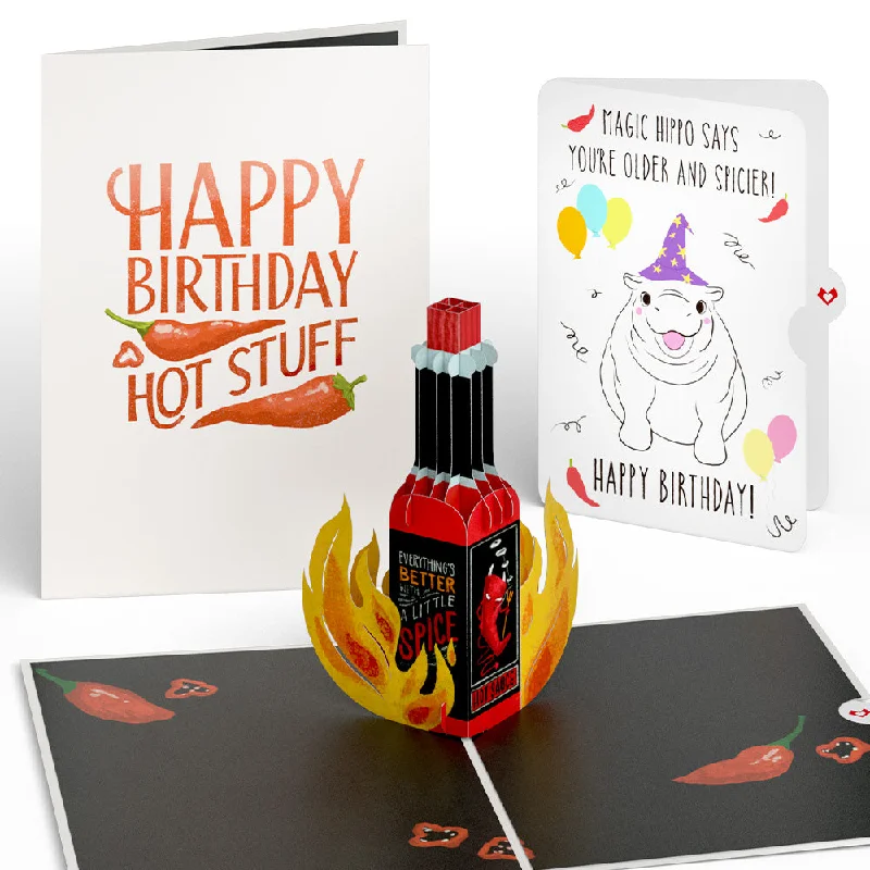 Happy Birthday Hot Stuff with Magic Hippo Pop-Up Card and Sentiment Set