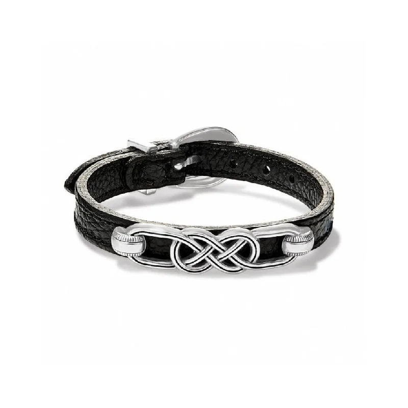 Brighton : Interlok Braid Leather Bracelet in black