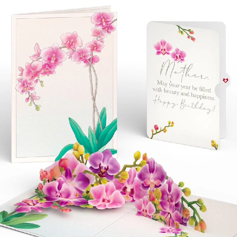 Watercolor Orchid Birthday Pop-Up Card and Sentiment Set for Mother