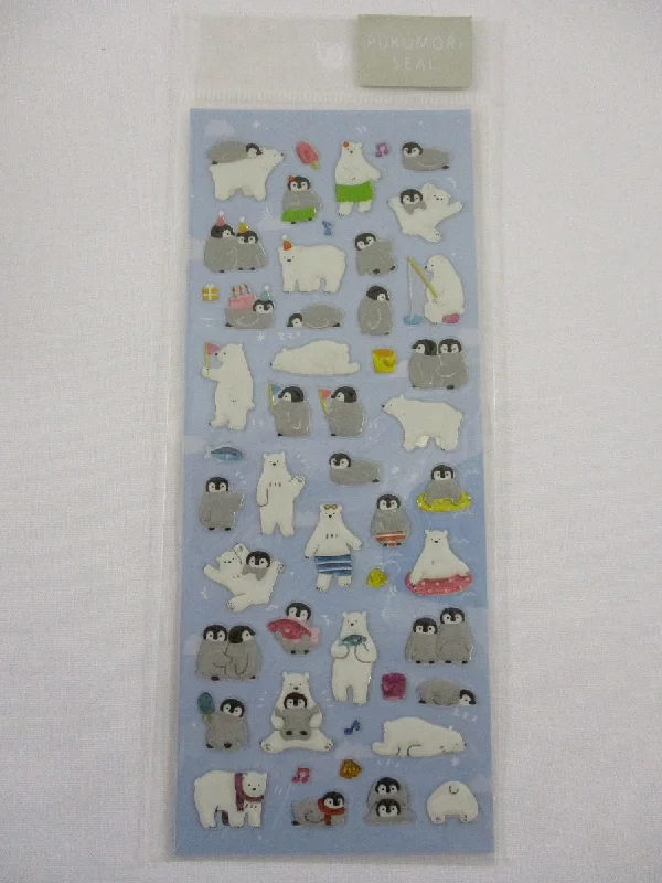 Cute Kawaii Mind Wave Polar Bear Penguin Sticker Sheet - for Journal Planner Craft Organizer Scrapbook Notebook