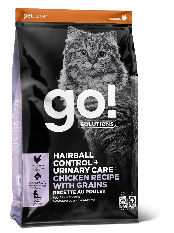 PETCUREAN GO! Hairball Control + Urinary Care: Chicken Recipe with Grains for Cats