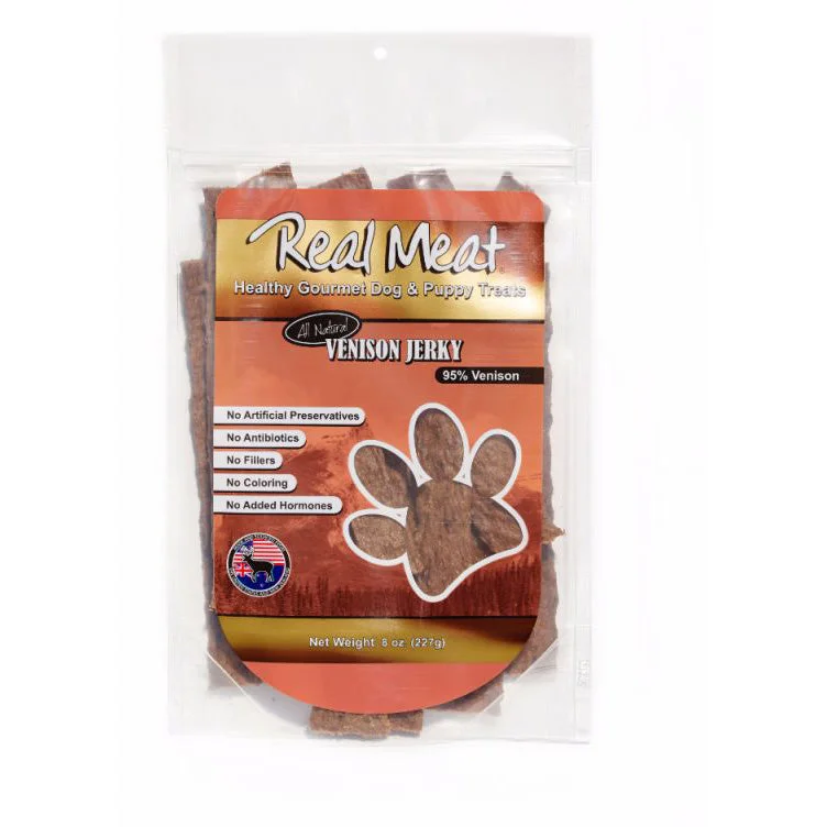 The Real Meat Company Venison Long Jerky Stix Dog Treats, 8oz