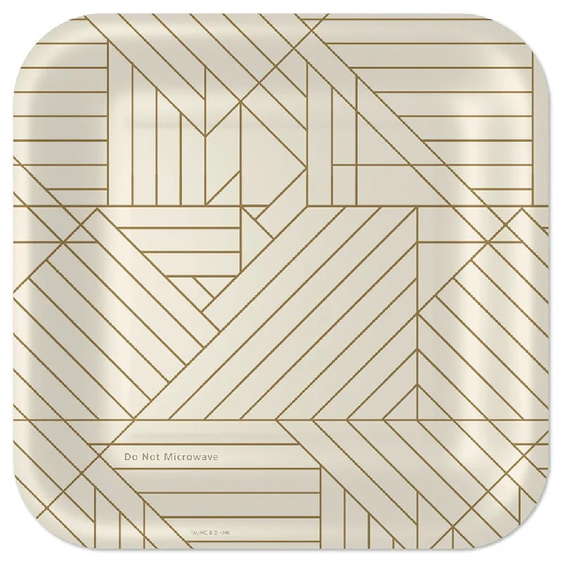 Hallmark : Gold Geometric on Ivory Square Dinner Plates, Set of 8