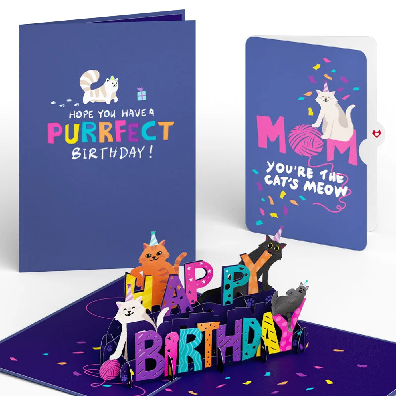 Happy Birthday Cats Pop-Up Card and Sentiment Set for Mom