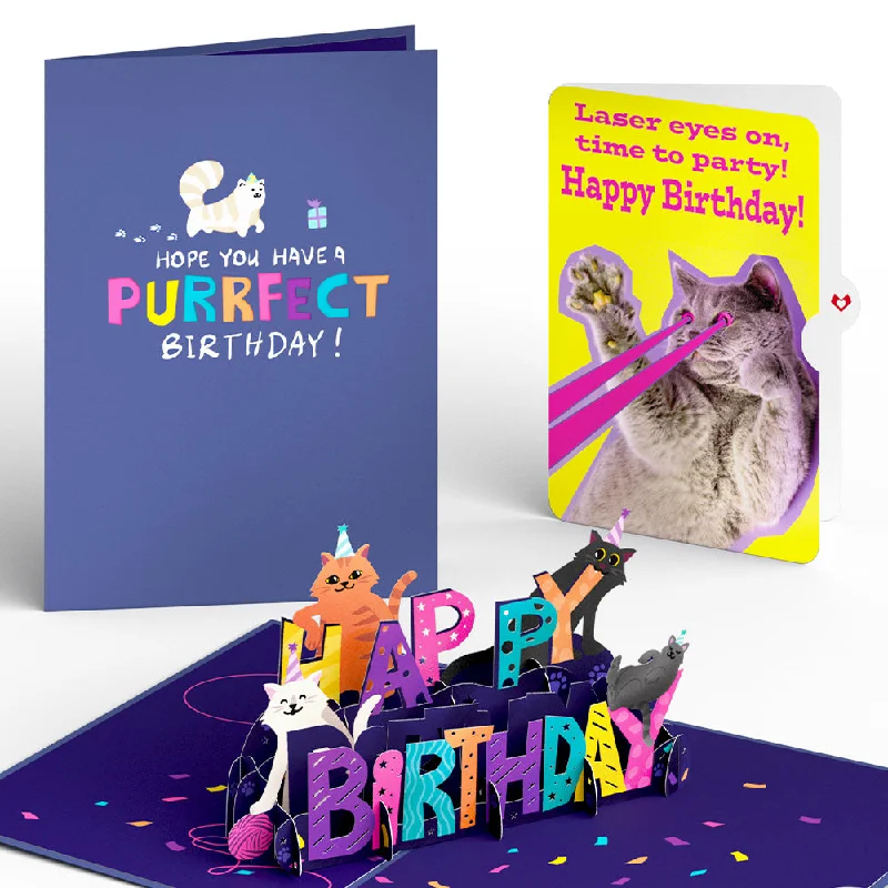 Happy Birthday with Cat Laser Eyes Pop-Up Card and Sentiment Set