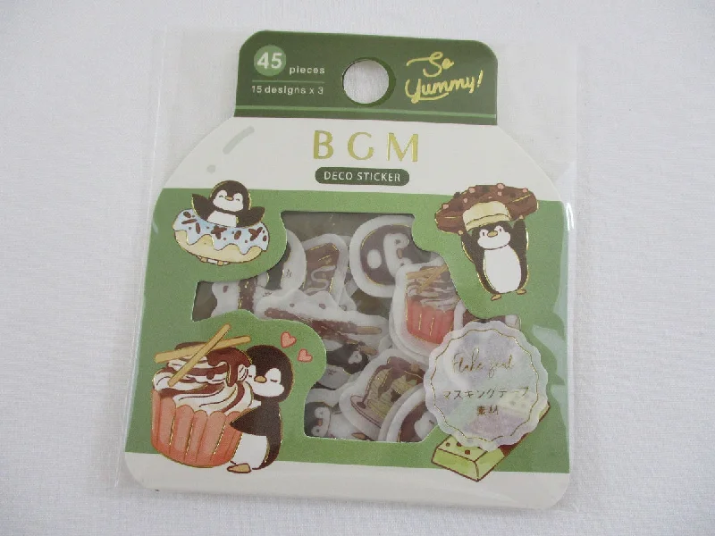 Cute Kawaii BGM So Yummy Series Flake Stickers Sack - Chocolate Penguin - for Journal Agenda Planner Scrapbooking Craft