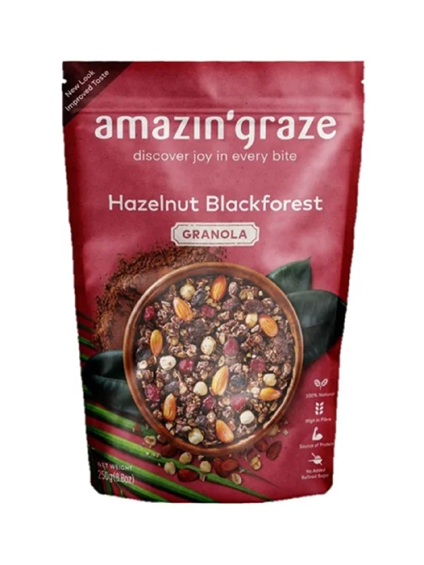 AMAZIN' GRAZE HAZELNUT B/FOREST GRANOLA 250G