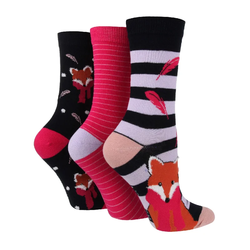 Wild Feet Ladies Fancy Fox Fashion Socks