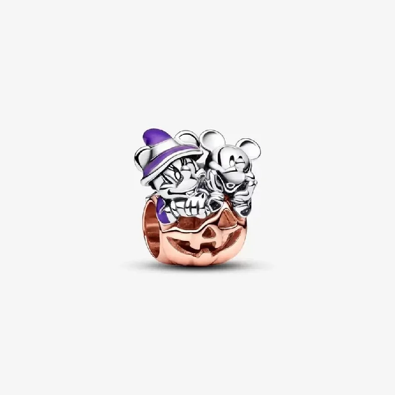 PANDORA :  Disney Mickey Mouse & Minnie Mouse Halloween Pumpkin Charm