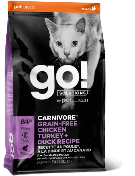 PETCUREAN GO! Carnivore: Grain-Free Chicken, Turkey + Duck Recipe for Cats