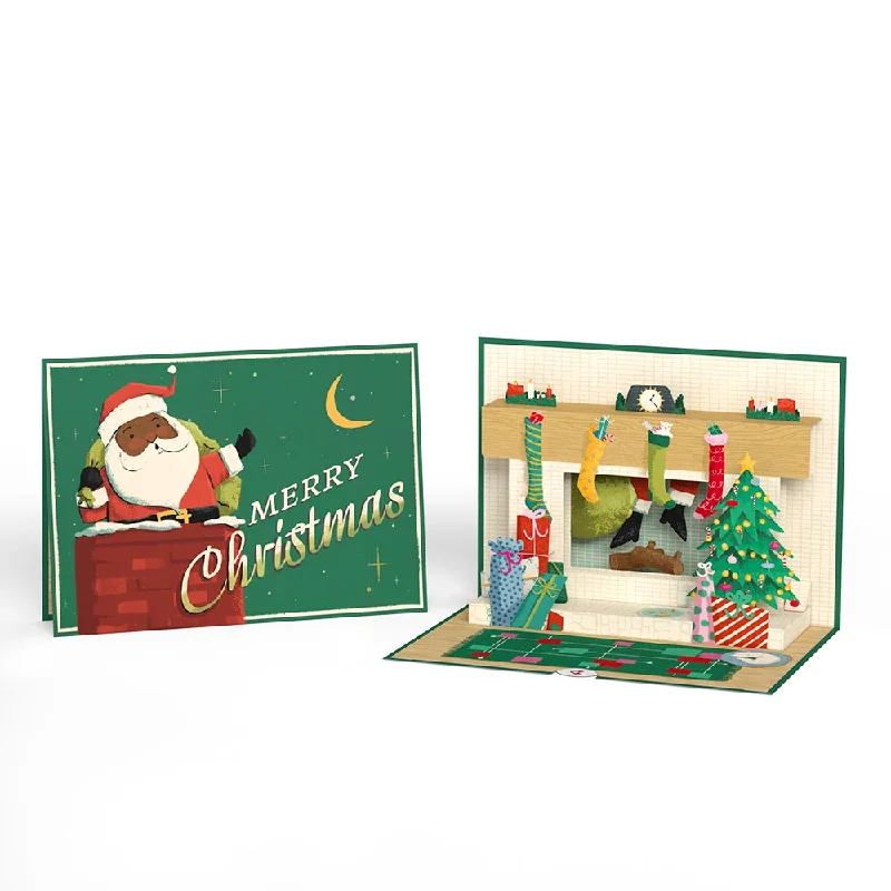 Santa Down the Chimney Christmas Pop-Up Card