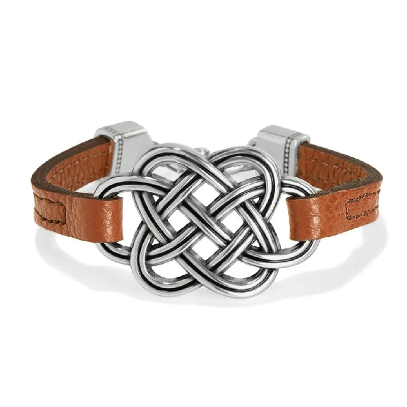 Brighton : Interlok Trellis Leather Bracelet in Brown