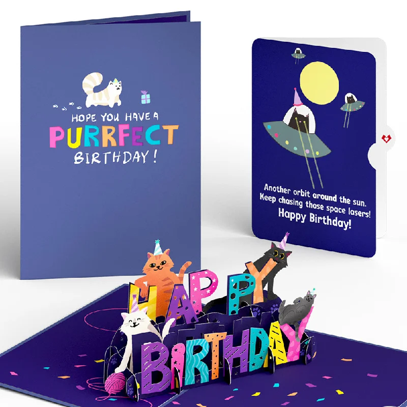 Happy Birthday with Space Laser Cats Pop-Up Card and Sentiment Set