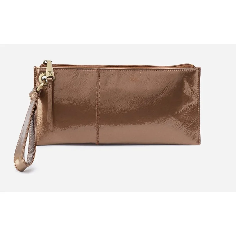 HOBO : Vida Wristlet in Bronze - Patent Leather