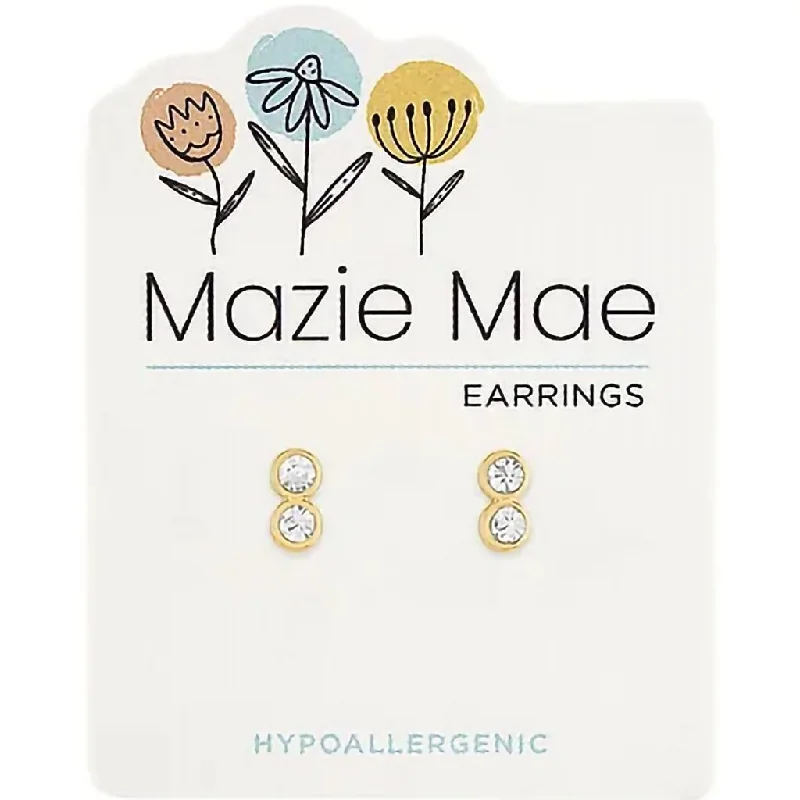 Center Court : Gold Double Diamond Stud Mazie Mae Earring