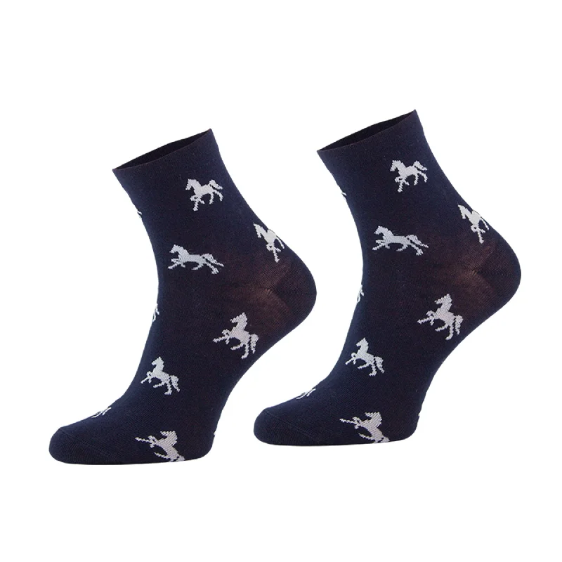 Comodo Microfibre Ladies Horse Design Crew Socks