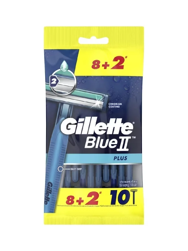 GILLETTE BLUE II PLUS DISPOSABLE RAZORS 10S