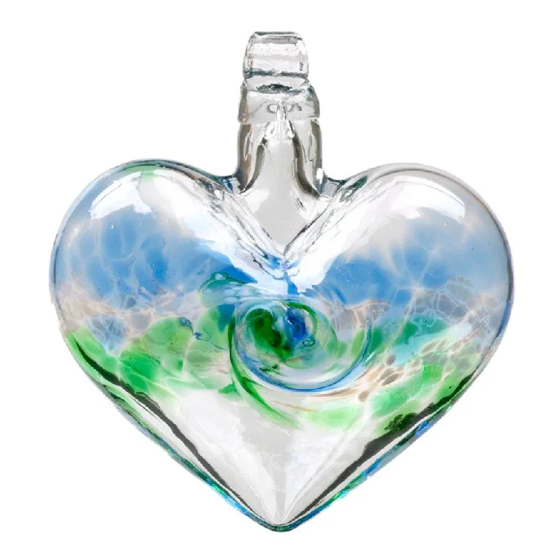 Kitras : Van Glow Hearts Glass Ornament in Blue/Green