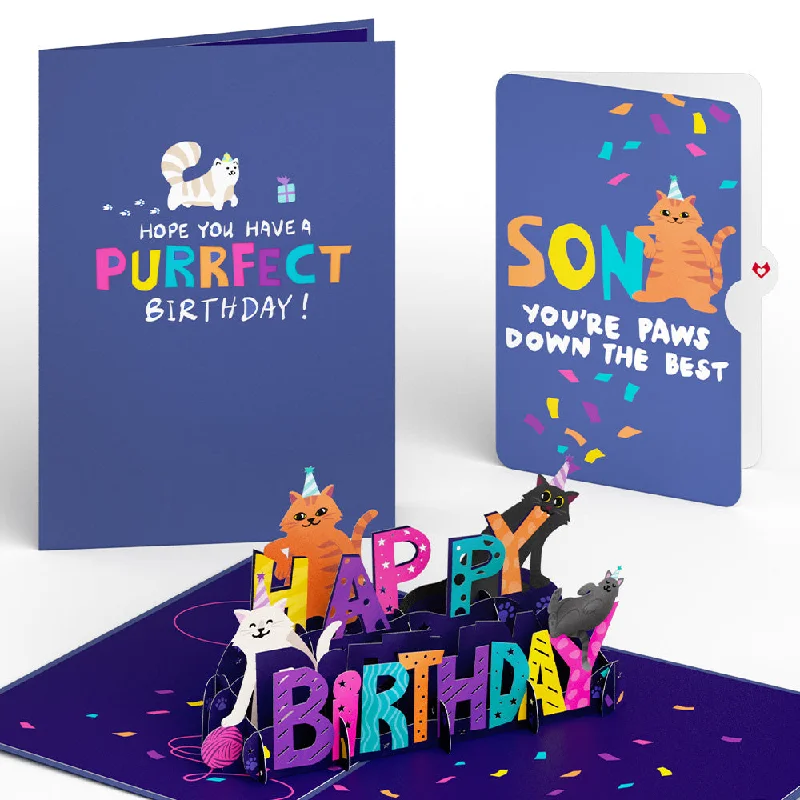 Happy Birthday Cats Pop-Up Card and Sentiment Set for Son