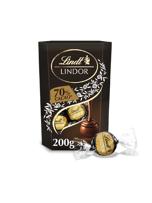 LINDT LINDOR CORNET DARK 60% 200GM