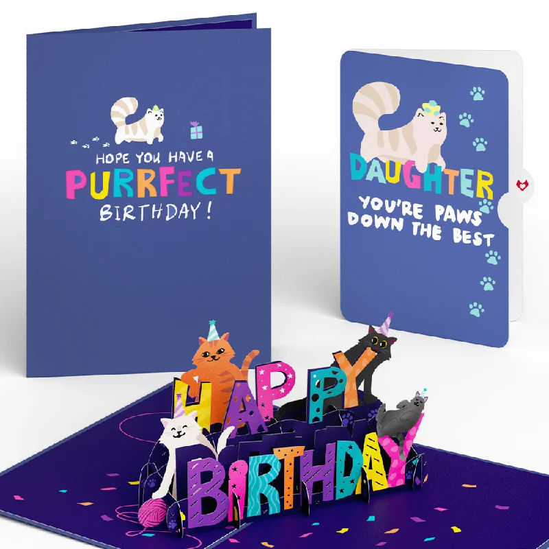 Happy Birthday Cats Pop-Up Card and Sentiment Set for Daughter