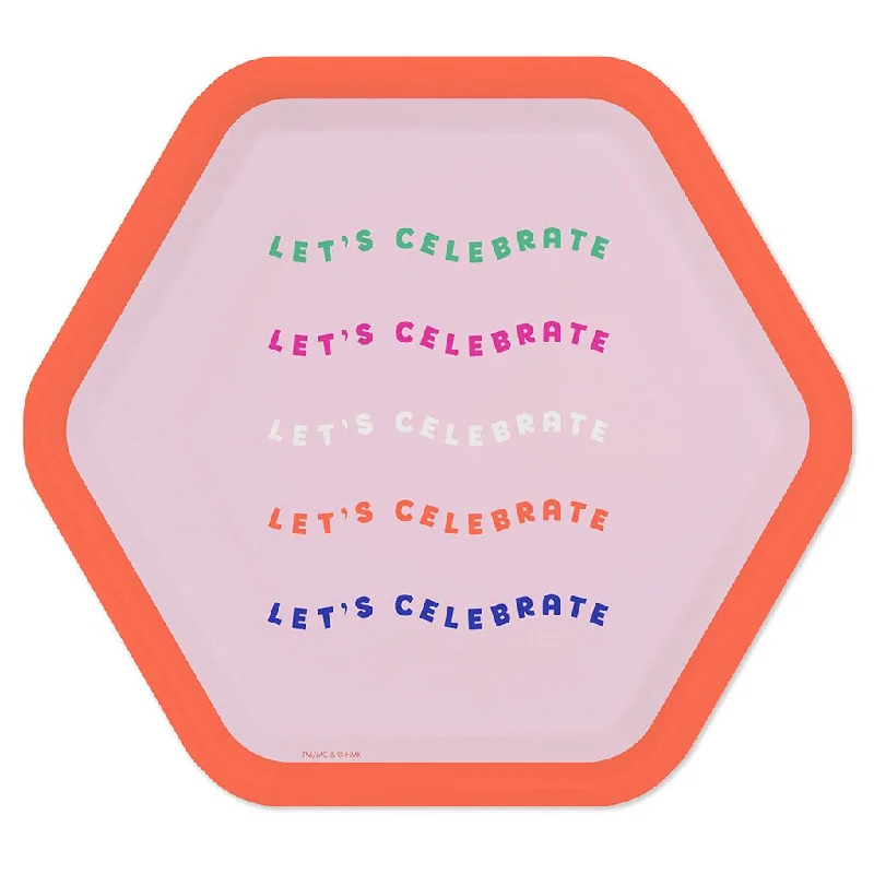 Hallmark : "Let's Celebrate" Hexagonal Dessert Plates, Set of 8