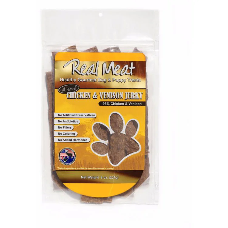 The Real Meat Company Chicken & Venison Long Jerky Stix Dog Treats, 8oz