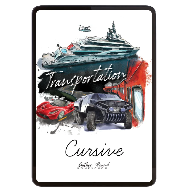 Transportation Cursive Writing Digital Book