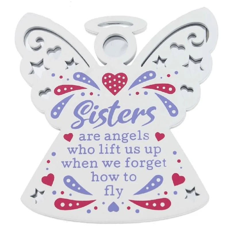 H & H Gifts : Reflective Angel - Sister - Sentiment Hanging Ornament