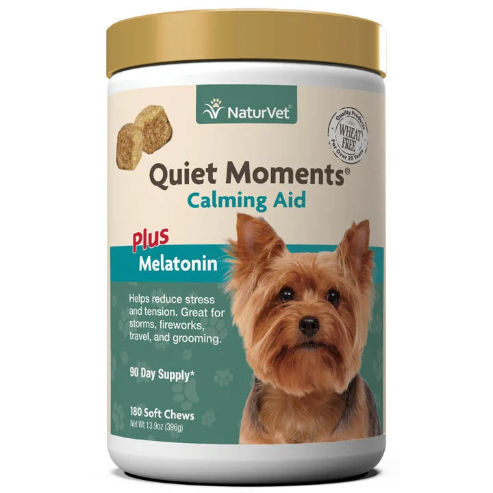 NaturVet Quiet Moments Calming Aid Plus Melatonin Soft Chews for Dogs