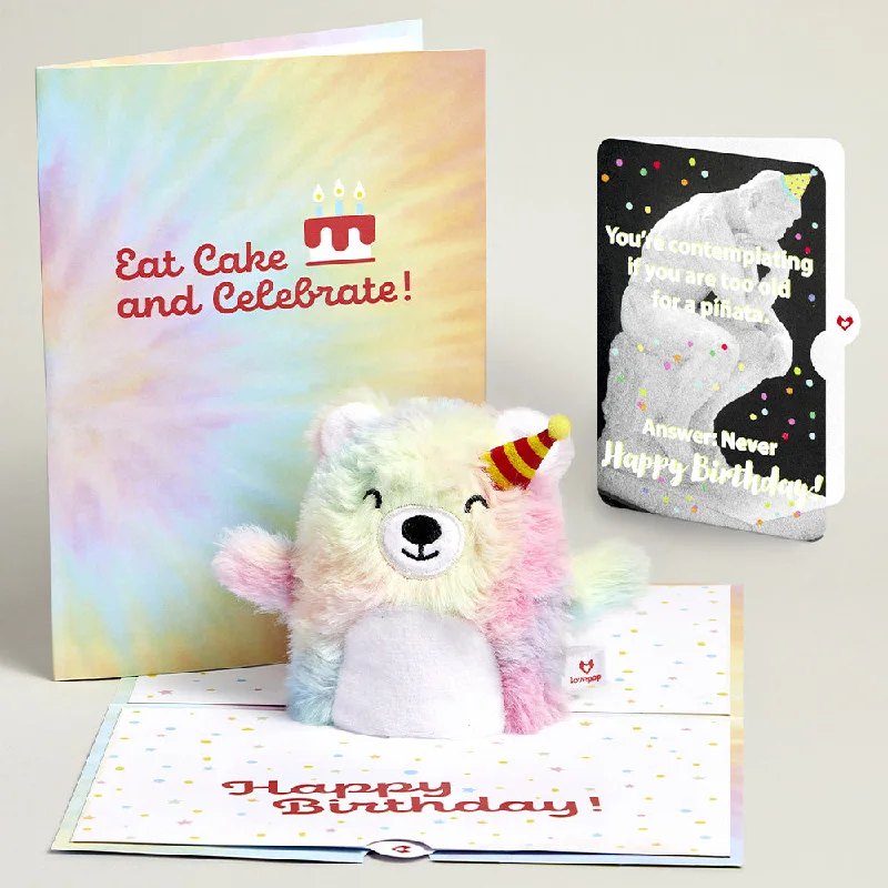 Rainbow Bear with The Thinker Birthday Plushpop Card and Sentiment Set