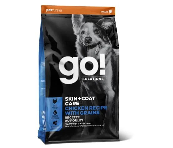 PETCUREAN GO! Skin + Coat Care: Chicken Recipe with Grains for Dogs