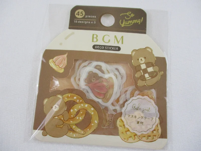 Cute Kawaii BGM So Yummy Series Flake Stickers Sack - Cookies Bear - for Journal Agenda Planner Scrapbooking Craft