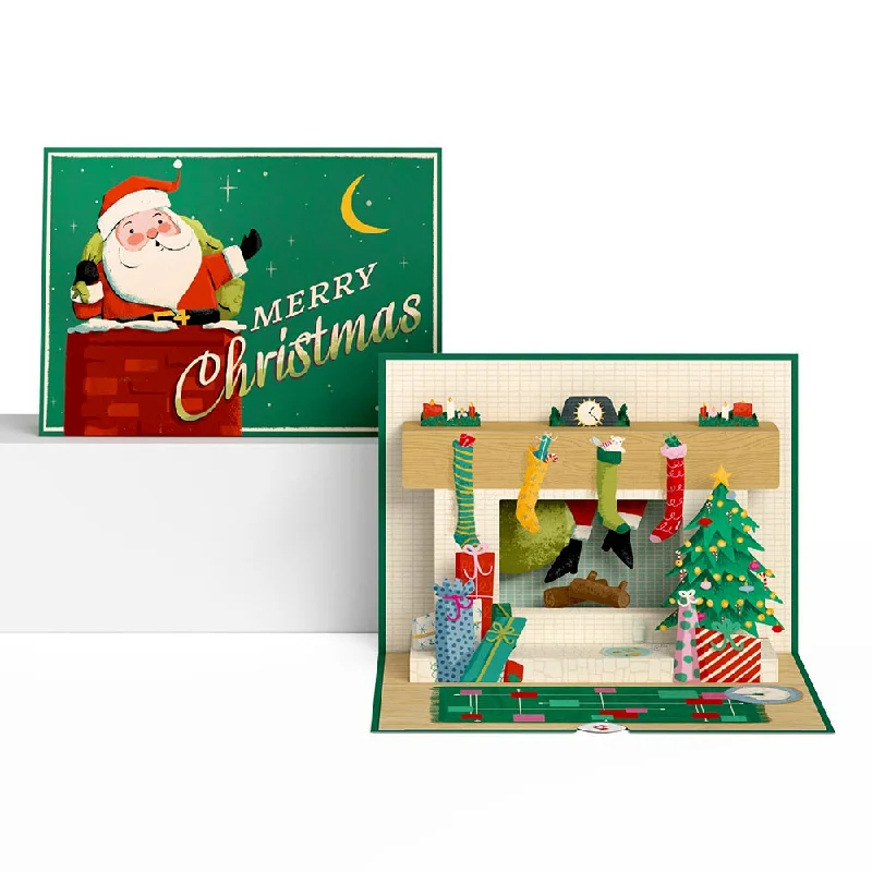 Santa Down the Chimney Christmas Pop-Up Card