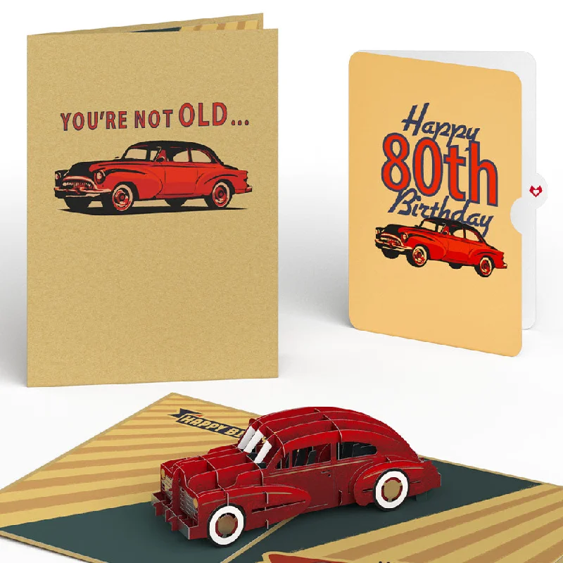 Classic Car 80th Birthday Pop-Up Card and Sentiment Set