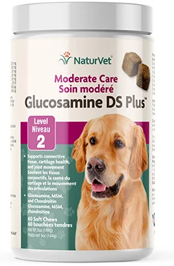 NaturVet Glucosamine DS Plus Moderate Care Level 2 Soft Chews for Dogs (60ct)