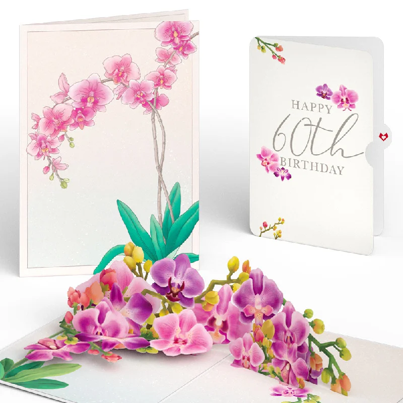 Watercolor Orchid 60th Birthday Pop-Up Card and Sentiment Set