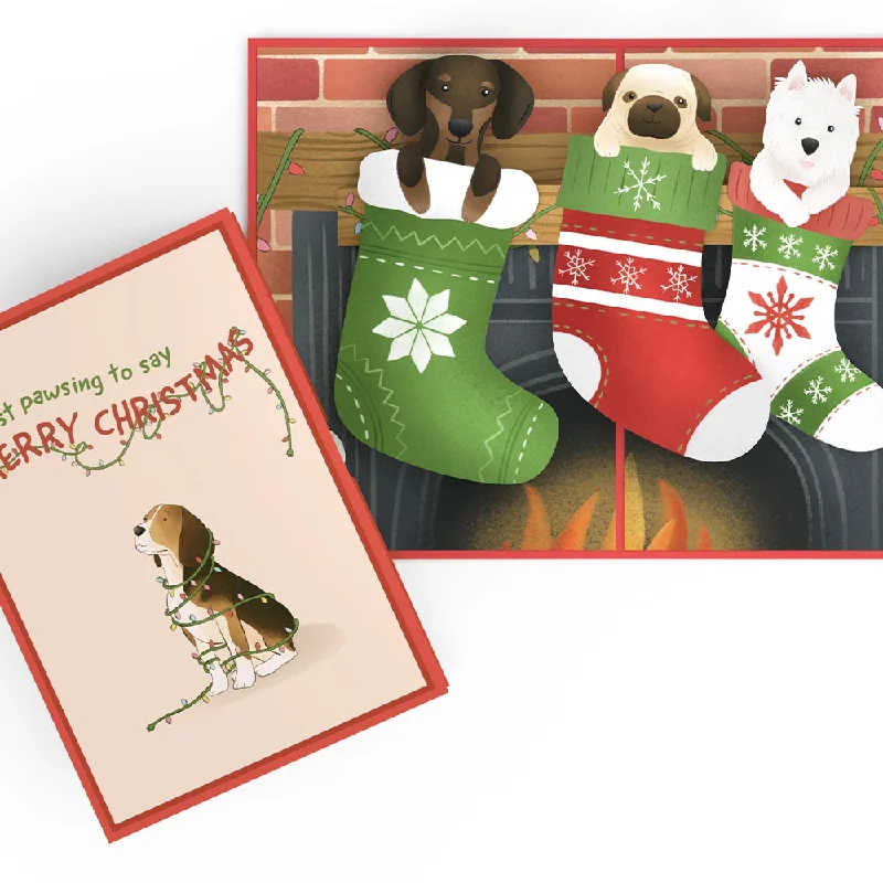 Christmas Dog Stockings Pop-Up Card